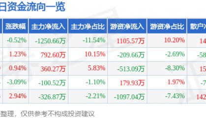 股票行情快报：神思电子（300479）5月6日主力资金净卖出1250.66万元