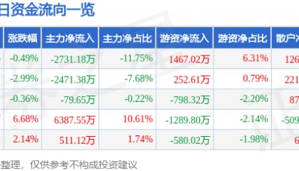 股票行情快报：南京化纤（600889）8月25日主力资金净卖出2731.18万元