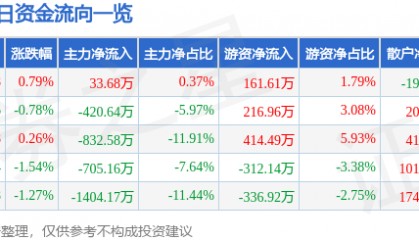 股票行情快报：南京化纤（600889）8月13日主力资金净买入33.68万元