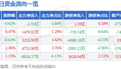股票行情快报：华懋科技（603306）3月3日主力资金净卖出1.31亿元