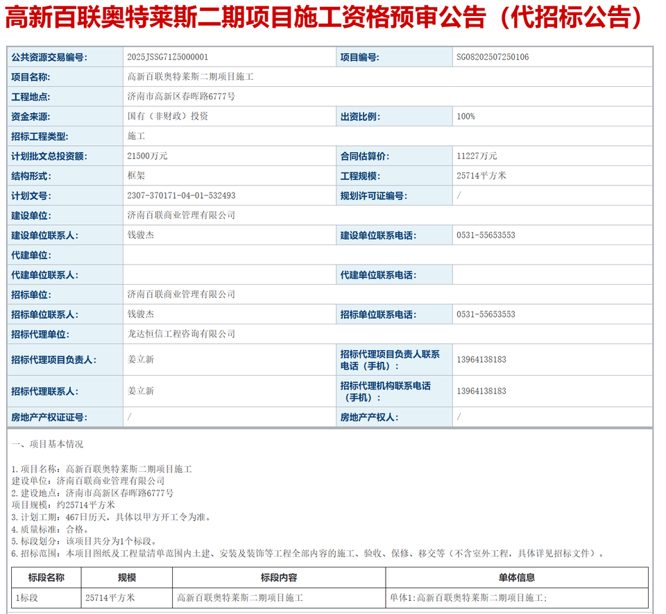 济南东部一购物广场将扩建,二期项目建设规划公示