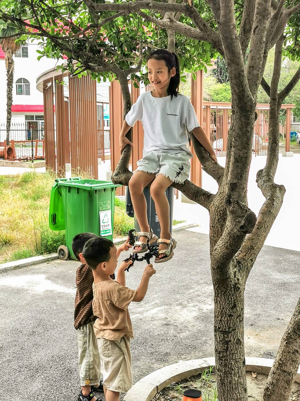小区广场上的童趣